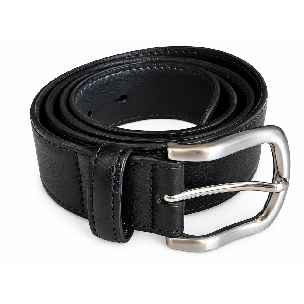 W. Kleinberg Mens Black Genuine Leather Belt Silver Buckle Made In USA Size 38